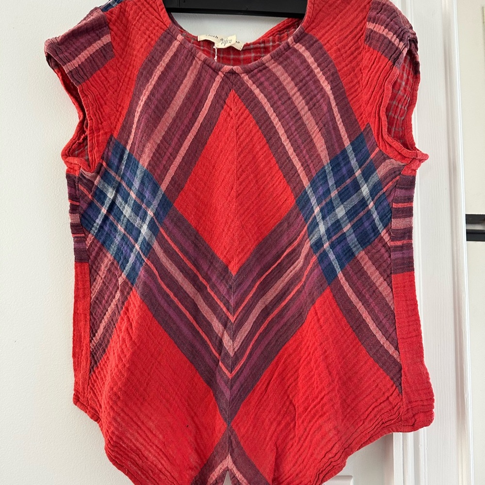 Red plaid Anthro top